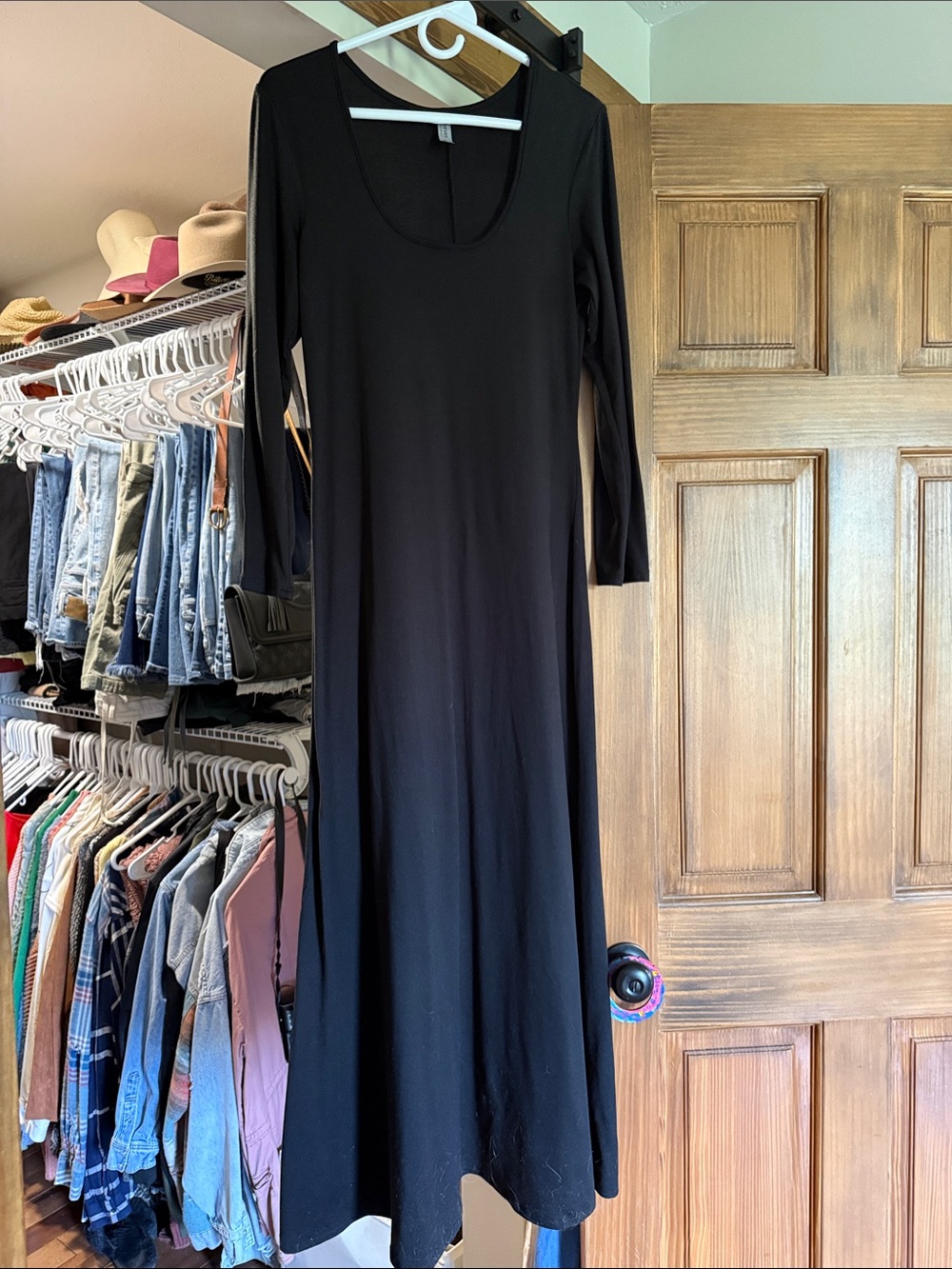 NWOT 24seven Classic Black Long Sleeve Maxi Dress - Women's